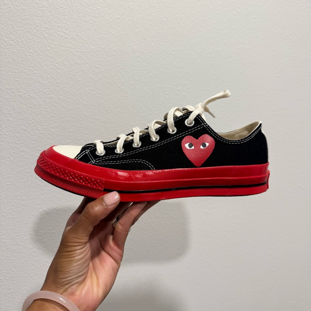 Converse Comme Des Garcons Black and White Red Sole Sneakers